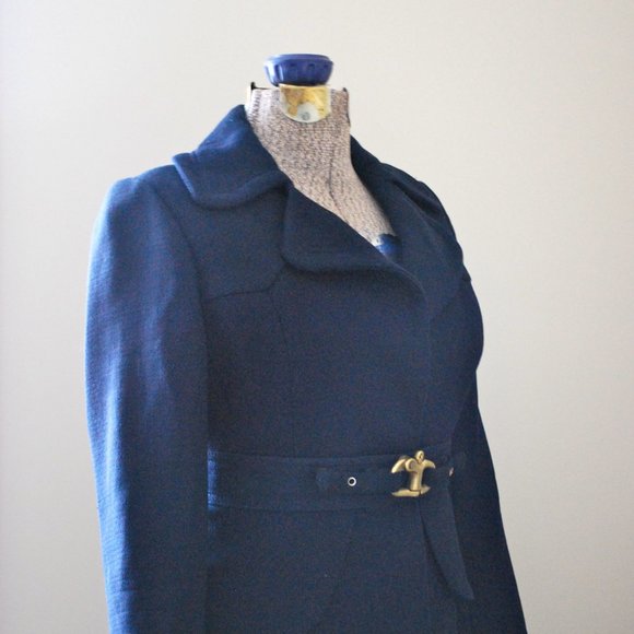 Classic Navy Trench Coat with scalloped waistline - Picture 5 of 15